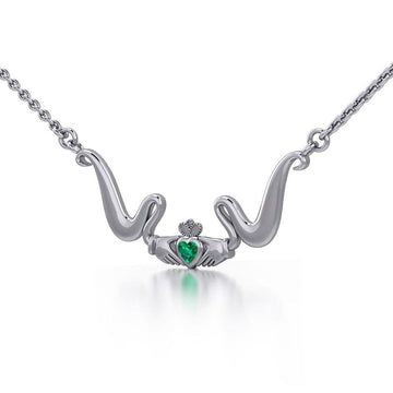 Irish Claddagh with Gem Silver Necklace TN186 - Jewelry